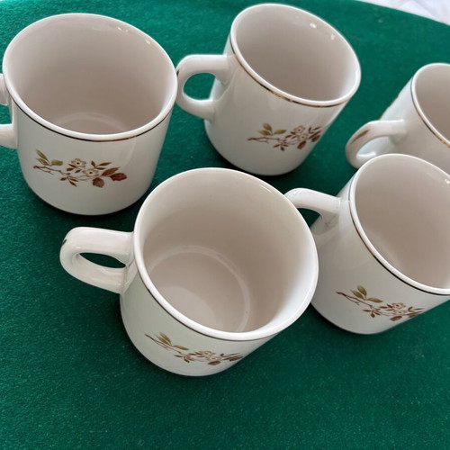 Porcelain cups set of 5 with floral decoration, like new