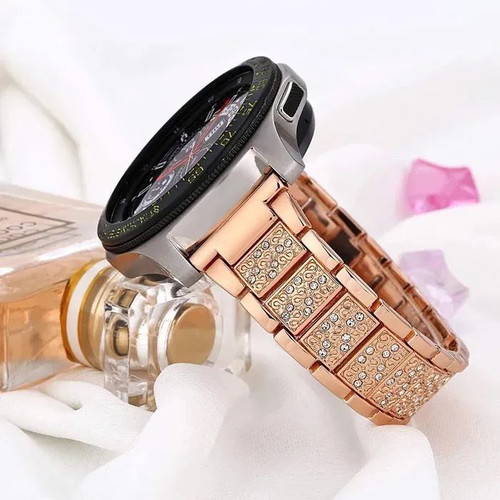 Stainless Steel Watch Band with Stones for Huawei and Samsung 18mm