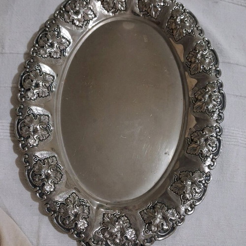 Oval silver-plated tray used