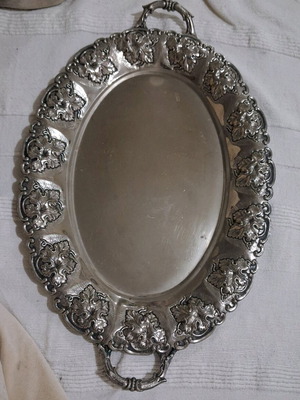 Oval silver-plated tray used