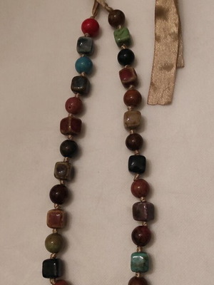 Necklace with ceramic beads used, handmade from the 80s