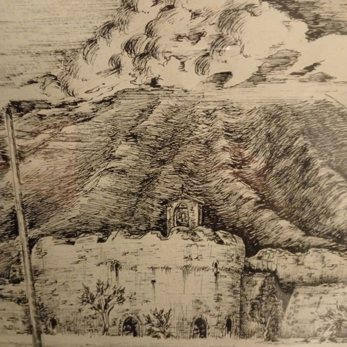 Ink drawing on paper artwork used, signed by artist