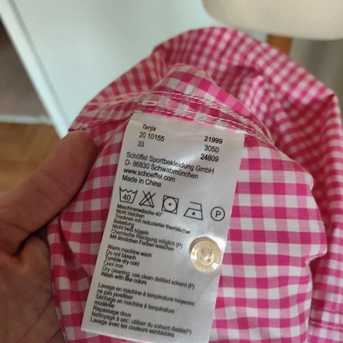 Schoeffel women's pink-white checkered shirt like new, size L/XL