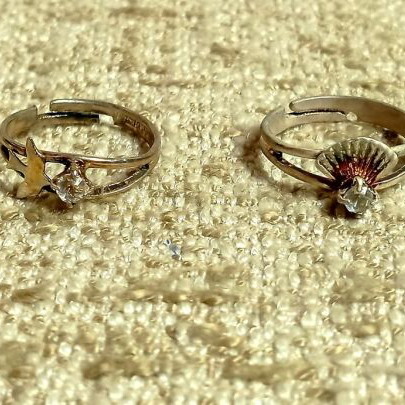Children's vintage rings with zircon stones, pack of 4, new