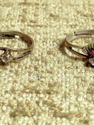 Children's vintage rings with zircon stones, pack of 4, new