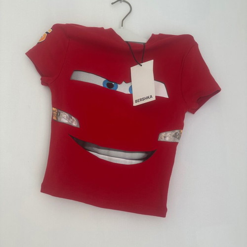 Bershka red Cars t-shirt new, size Small