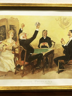 Vintage print "Bridge Problems" by Leonard Raven-Hill