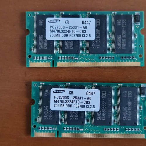 Samsung 256MB DDR PC2700S-25331-A0 memory set of 2 used for laptop