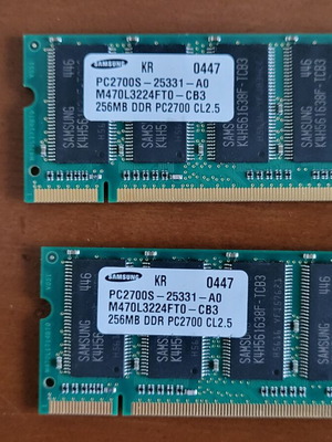 Samsung 256MB DDR PC2700S-25331-A0 memory set of 2 used for laptop