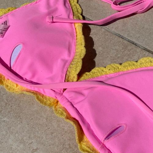 Crochet bikini new, pink and yellow, size S-M