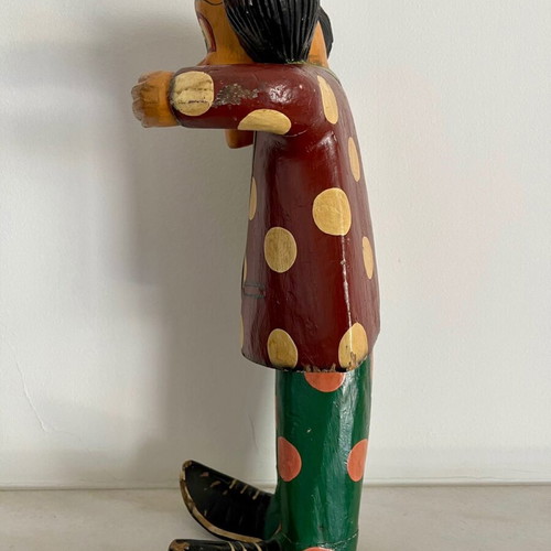 Vintage wooden clown handmade used from 1960s