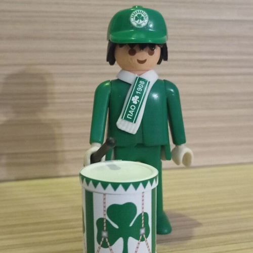 Playmobil Panathinaikos Fan Figure like new with drum