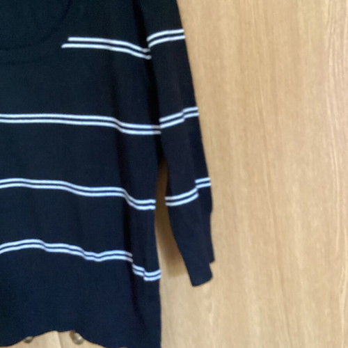 H&M black blouse with white stripes like new, 3/4 sleeves, size XXXL