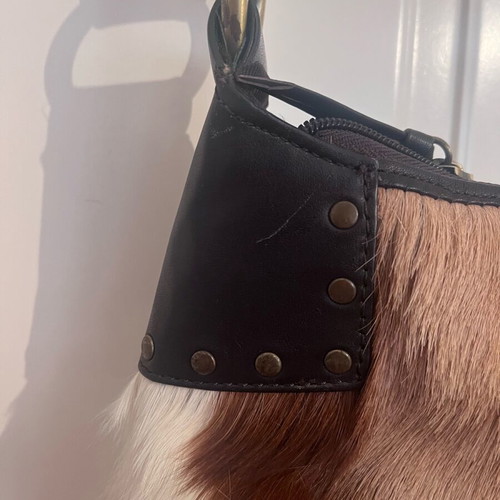 Pony skin crossbody leather bag like new, brown