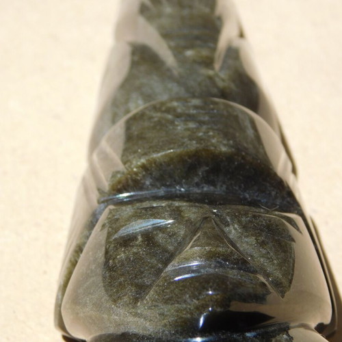 Handmade Maya Aztec Statue from Gold Sheen Obsidian, like new