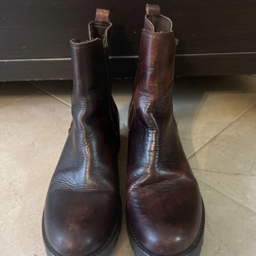 Leather ankle boots size 38 used, burgundy-brown