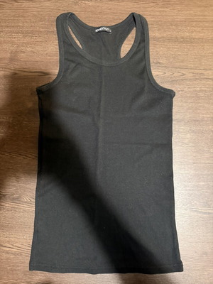 New Mentality Black Ribbed Racerback Tank Top, XL