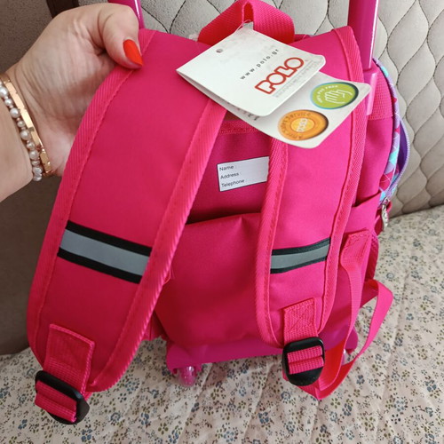 Polo Junior Los Ninos School Trolley Bag new, pink purple 25x16x34cm