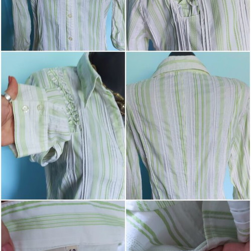 Miss Etam women's shirt like new, green striped, sizes L to XXL