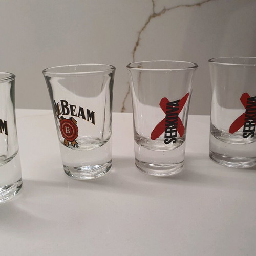 Shot glasses Jim Beam and Serkova like new, set of 8