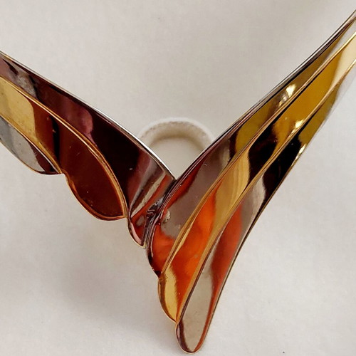 Vintage Statement Jewelry Set 90s bicolor metal with gift cuff bracelet like new