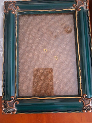 Vintage photo frame used, wooden with decorative details and glass 23x18