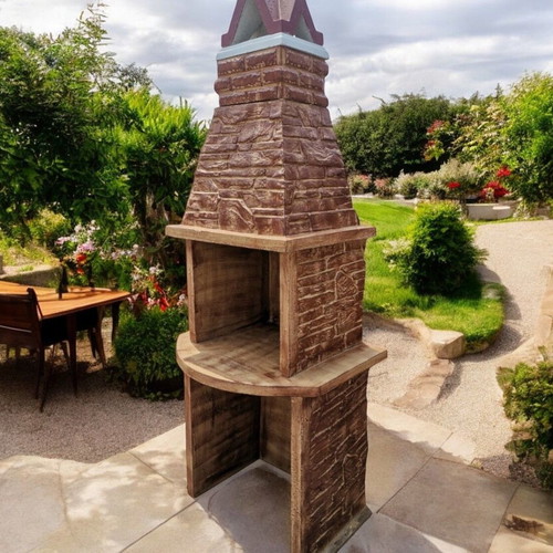 Lora Garden Concrete Outdoor Barbecue Beige and Brown