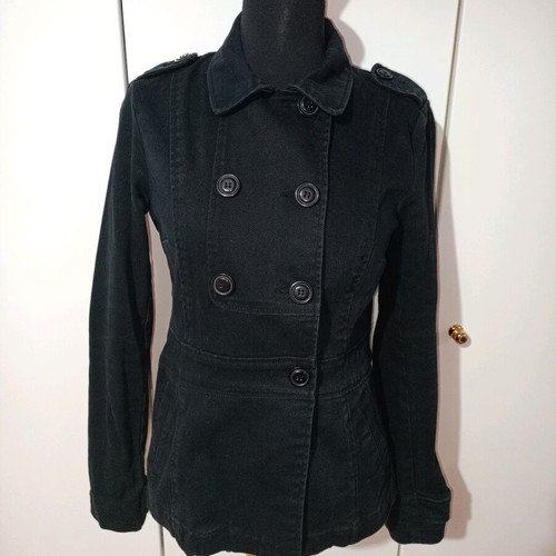 H&M Black denim jean jacket used, size M/S oversized