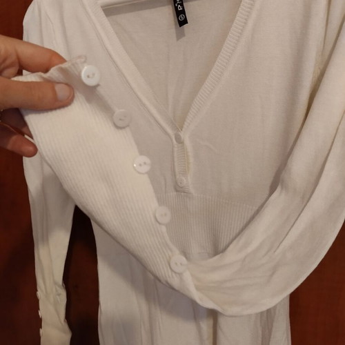 Pink Woman knitted cotton dress new, small, white cream