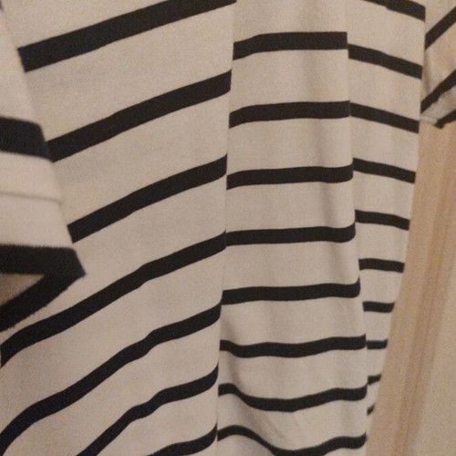 Men's striped t-shirt with Mao collar XL like new, white and blue