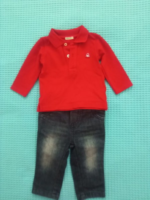 Baby clothing set 3-6 months, like new, Benetton polo and La Redoute jeans
