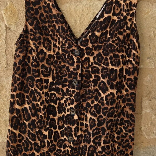 Topshop Leopard Print Button Front Playsuit New