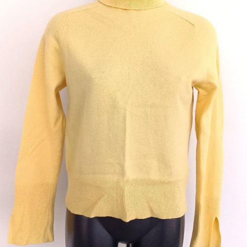 Massimo Dutti women's turtleneck sweater used, cashmere wool, yellow, size M