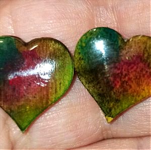 Καρφωτά πολύχρωμα σκουλαρίκια καρδιές