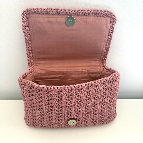 Handmade knitted clutch bag new pink salmon