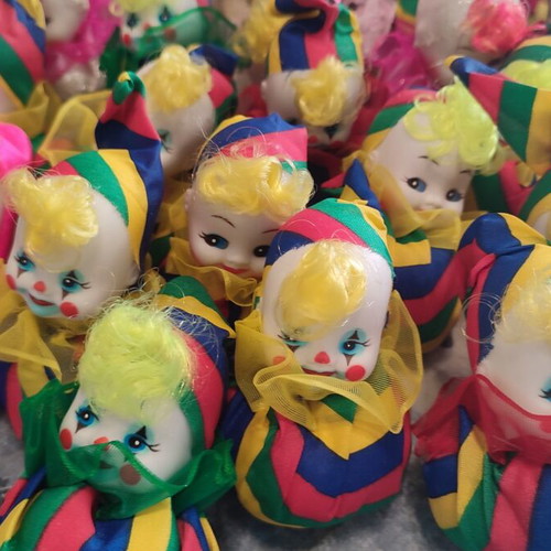 Handmade vintage clown dolls set of 40 from the 1990s