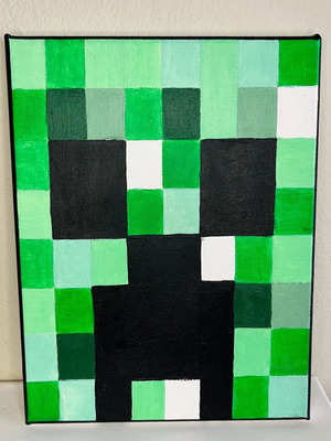 Handmade Minecraft Creeper painting new