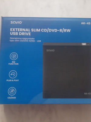 Savio Εξωτερικός Οδηγός Εγγραφής/Ανάγνωσης CD/DVD για Desktop/Laptop Μαύρο καινούργιο
