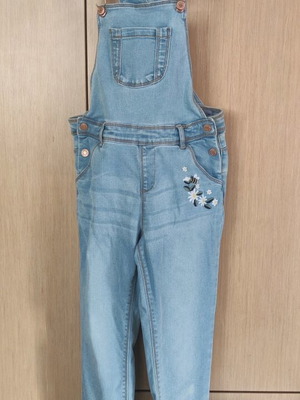 Cool Club denim overalls for girls size 134 like new with embroidered bees