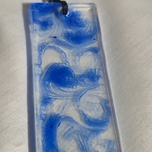 Handmade bookmark from resin with blue waves new