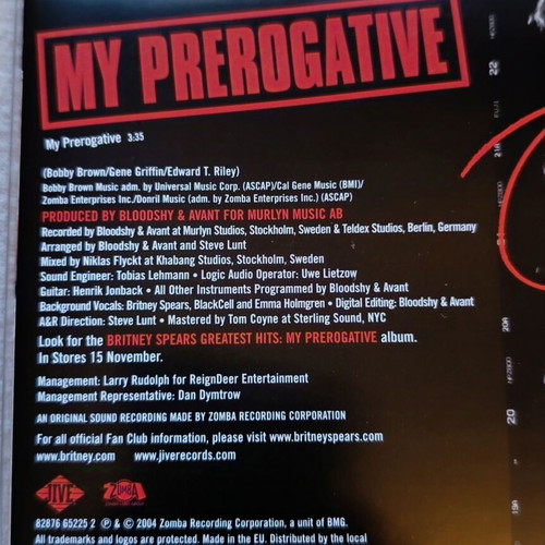 Britney Spears My Prerogative CD used, pop