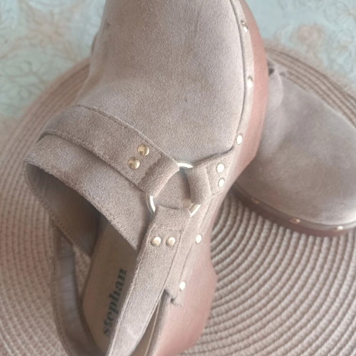 Stephan Paris suede clogs platforms size 38, beige taupe