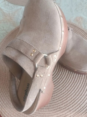 Stephan Paris suede clogs platforms size 38, beige taupe