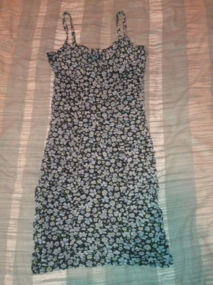 Dress with floral pattern like new, short straps, size S
