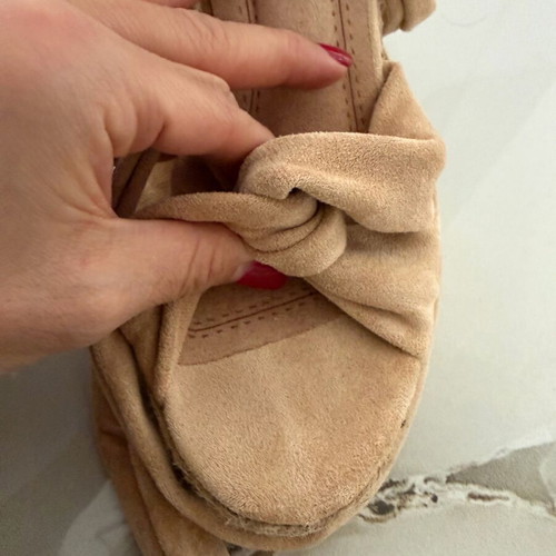 Beige platform sandals with ankle ties size 36 used