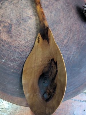 Handmade olive wood spoon by Alkis, new