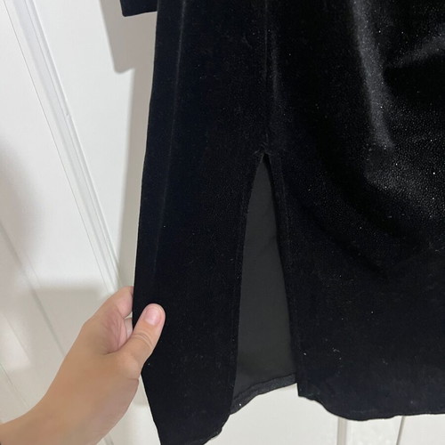 Velvet black midi dress like new with glitter and side slit
