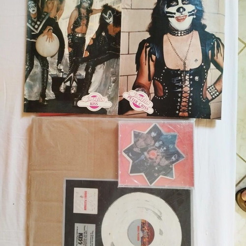 KISS shaped picture disc CD sealed, Platinum Award and collectible poster set