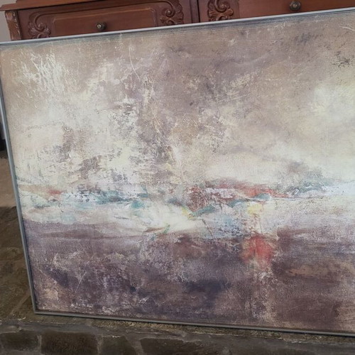 Modern painting like new, abstract art with metal frame