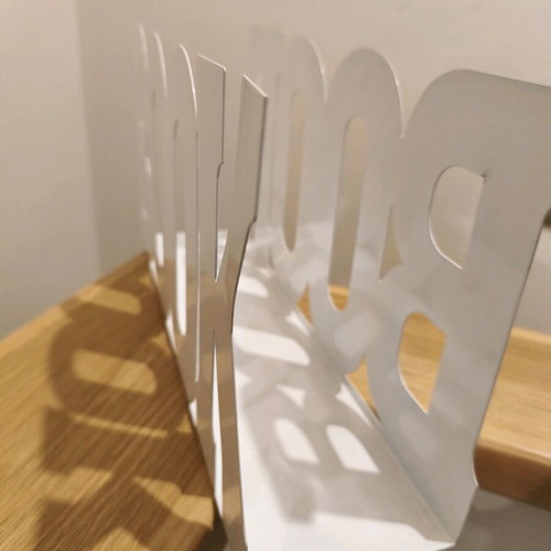 Metallic white newspaper magazine holder like new
